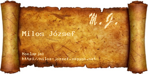 Milos József névjegykártya